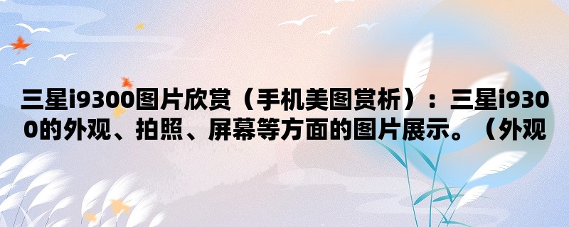 三星i9300图片欣赏（手机美图赏析）：三星i9300的外观、拍照、屏幕等方面的图片展示。（外观、拍照、屏幕）