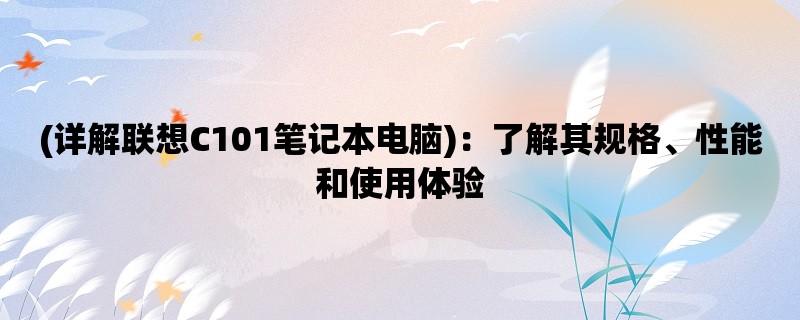 (详解联想C101笔记本电脑)：了解其规格、性能和使用体验