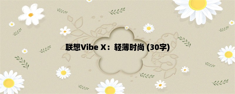 联想Vibe X：轻薄时尚 