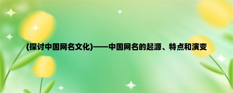 (探讨中国网名文化)，中国网名的起源、特点和演变