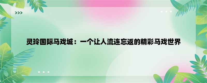 灵玲国际马戏城：一个让人流连忘返的精彩马戏世界