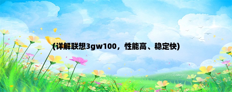 (详解联想3gw100，性能高、稳定快)