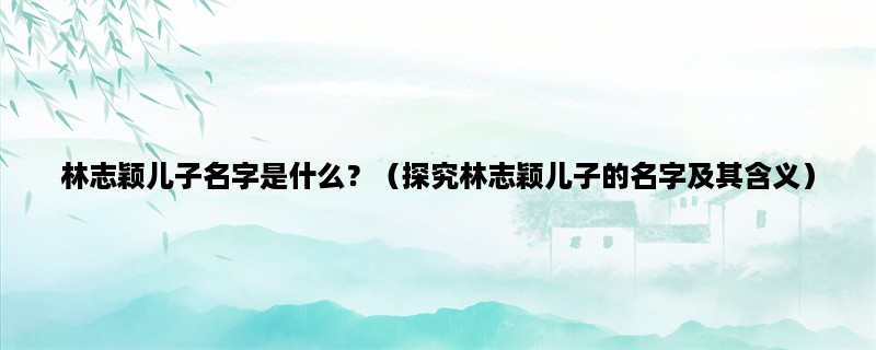 林志颖儿子名字是什么？（探究林志颖儿子的名字及其含义）