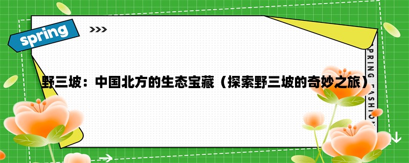 野三坡：中国北方的生态宝藏（探索野三坡的奇妙之旅）