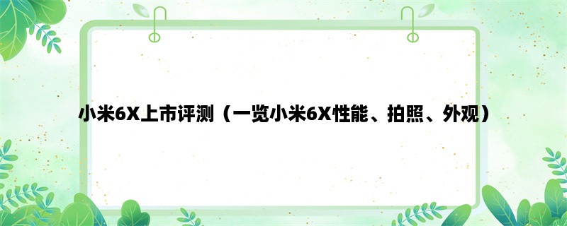 小米6X上市评测（一览小米6X性能、拍照、外观）