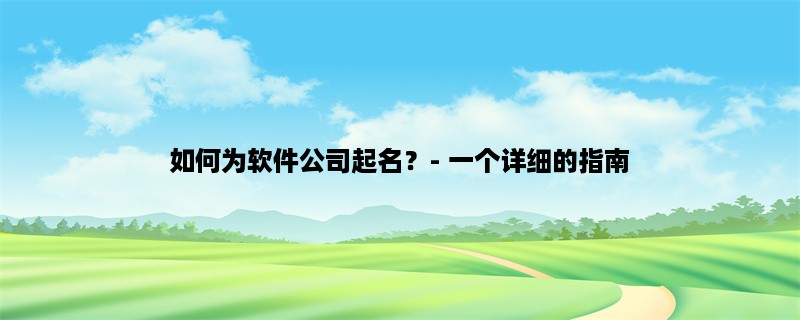 如何为软件公司起名？- 一个详细的指南