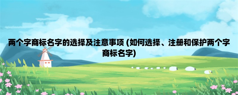 两个字商标名字的选择及注意事项 (如何选择、注册和保护两个字商标名字)