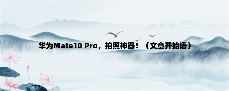 华为Mate10 Pro，拍照神器！