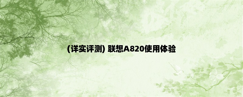 (详实评测) 联想A820使用体验