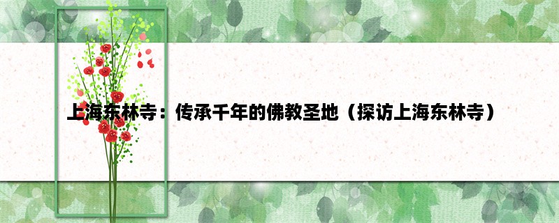 上海东林寺：传承千年的佛教圣地（探访上海东林寺）