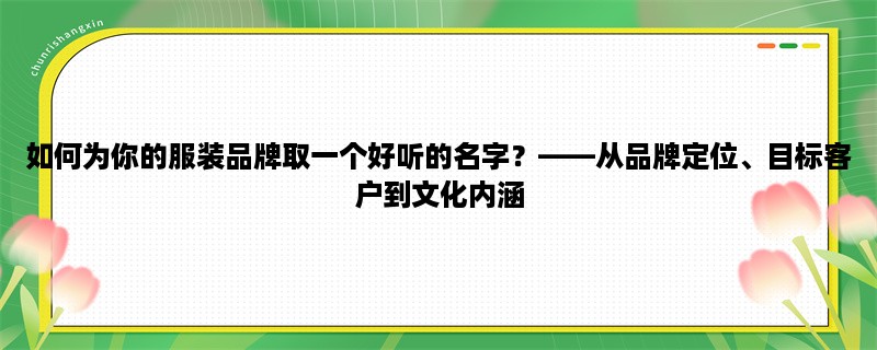 如何为你的服装品牌取一个好听的名字，从品牌定位、目标客户到文化内涵，全面解析服装起名的技巧和方法