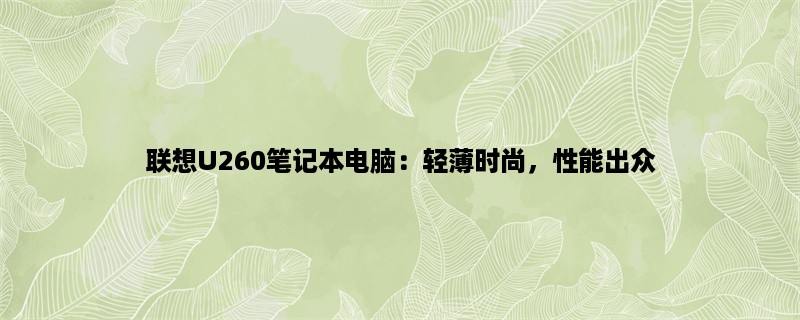 联想U260笔记本电脑：轻薄时尚，性能出众，适合商务和日常使用