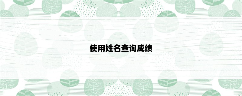 使用姓名查询成绩，让查询更加便捷准确