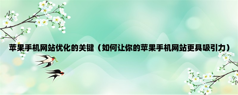 苹果手机网站优化的关键