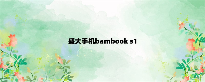 盛大手机bambook s1，值得购