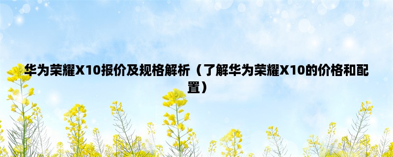 华为荣耀X10报价及规格解析（了解华为荣耀X10的价格和配置）