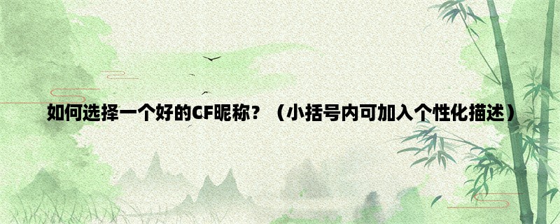 如何选择一个好的CF昵称？（小括号内可加入个性化描述）