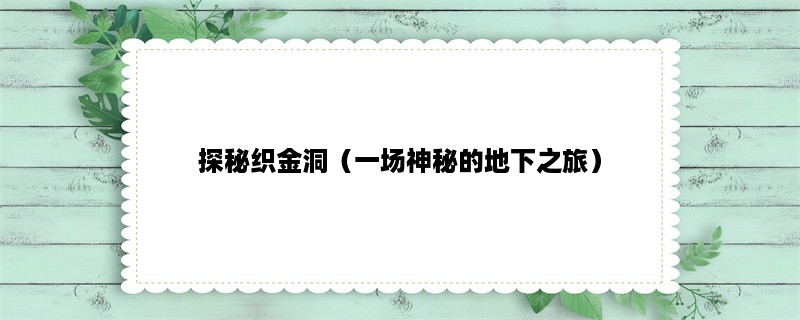 探秘织金洞（一场神秘的地下之旅）