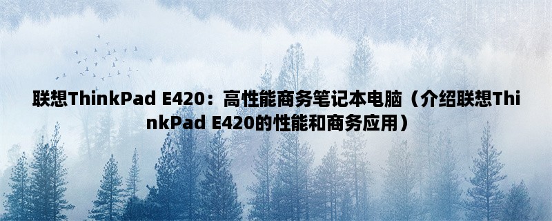 联想ThinkPad E420：高性能商务笔记本电脑（介绍联想ThinkPad E420的性能和商务应用）