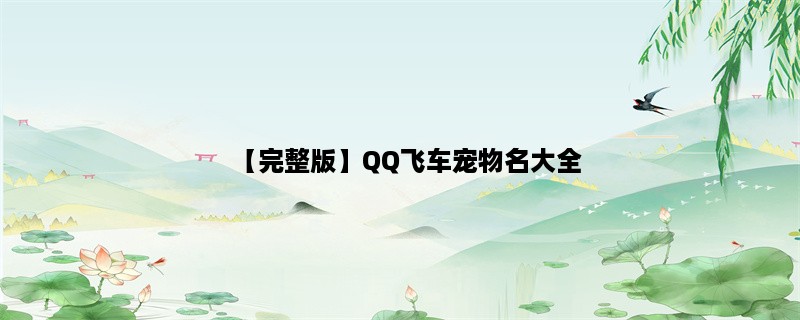 【完整版】QQ飞车宠物名