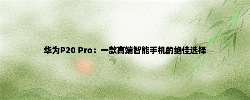 华为P20 Pro：一款高端智能手机的绝佳选择